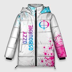Куртка зимняя женская Ozzy Osbourne neon gradient style: надпись, символ, цвет: 3D-черный