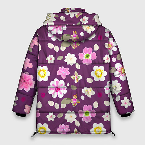 Женская зимняя куртка Цветы сакуры / 3D-Светло-серый – фото 2