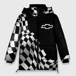 Куртка зимняя женская Chevrolet racing flag, цвет: 3D-черный