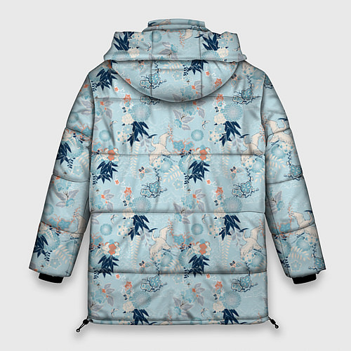 Женская зимняя куртка Японский паттерн с журавлем / 3D-Светло-серый – фото 2