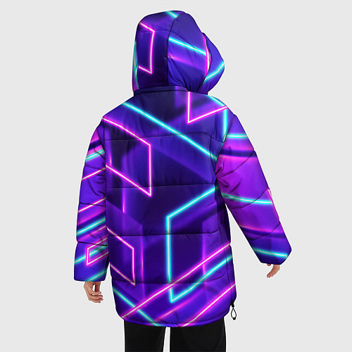 Женская зимняя куртка Светящиеся разноцветные полосы / 3D-Светло-серый – фото 4