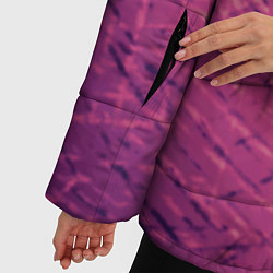 Куртка зимняя женская Абстракция розовый полосы градиент, цвет: 3D-черный — фото 2