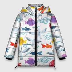 Куртка зимняя женская Рыбы и чайки, цвет: 3D-черный