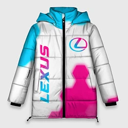 Куртка зимняя женская Lexus neon gradient style: надпись, символ, цвет: 3D-черный