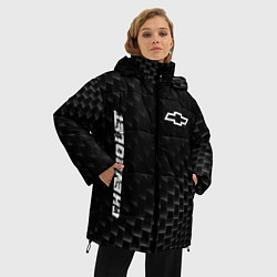 Куртка зимняя женская Chevrolet карбоновый фон, цвет: 3D-черный — фото 2