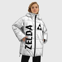 Куртка зимняя женская Zelda glitch на светлом фоне: надпись, символ, цвет: 3D-черный — фото 2