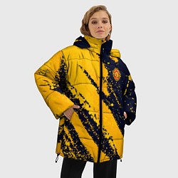 Куртка зимняя женская ФК Манчестер Юнайтед эмблема, цвет: 3D-черный — фото 2