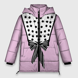 Куртка зимняя женская Костюм Барби: черный горох с полосатым бантом, цвет: 3D-черный