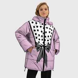 Куртка зимняя женская Костюм Барби: черный горох с полосатым бантом, цвет: 3D-черный — фото 2
