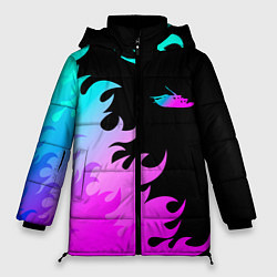 Куртка зимняя женская Papa Roach неоновый огонь, цвет: 3D-черный