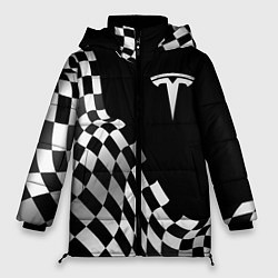 Куртка зимняя женская Tesla racing flag, цвет: 3D-черный