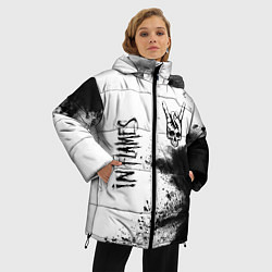 Куртка зимняя женская In Flames и рок символ на светлом фоне, цвет: 3D-черный — фото 2