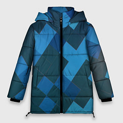 Куртка зимняя женская Синий прямоугольный паттерн, цвет: 3D-светло-серый