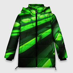 Куртка зимняя женская Green neon abstract, цвет: 3D-светло-серый