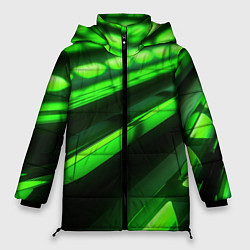 Куртка зимняя женская Green neon abstract, цвет: 3D-красный