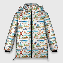 Куртка зимняя женская Летний паттерн, цвет: 3D-черный