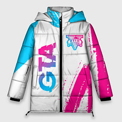Женская зимняя куртка GTA neon gradient style: надпись, символ