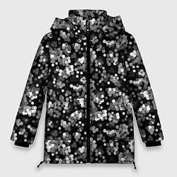Куртка зимняя женская Черно-белый узор в горошек, цвет: 3D-черный