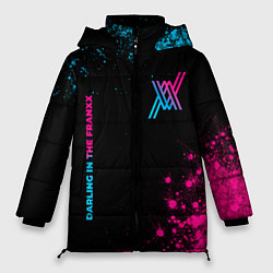 Куртка зимняя женская Darling in the FranXX - neon gradient: надпись, си, цвет: 3D-черный