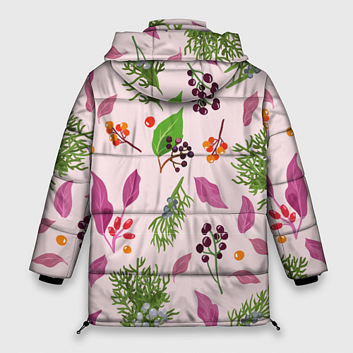 Женская зимняя куртка Ягодки и листочки / 3D-Светло-серый – фото 2