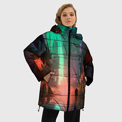 Куртка зимняя женская Кибер город будущего, цвет: 3D-черный — фото 2