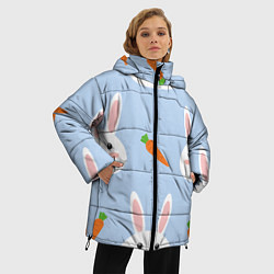 Куртка зимняя женская Зайчики и морковки, цвет: 3D-светло-серый — фото 2