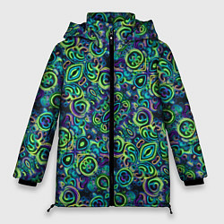 Куртка зимняя женская Абстрактный психодел, цвет: 3D-черный