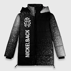 Куртка зимняя женская Nickelback glitch на темном фоне: по-вертикали, цвет: 3D-черный