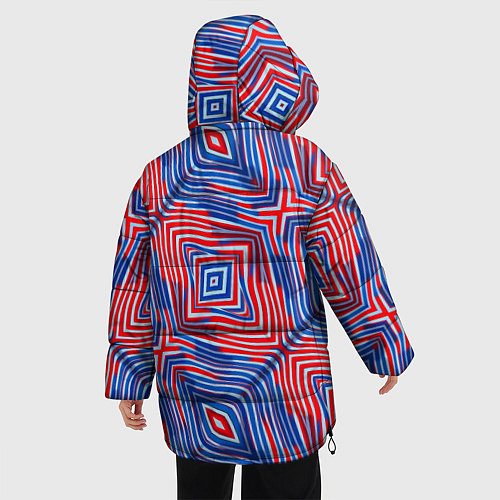 Женская зимняя куртка Красно-синие абстрактные полосы / 3D-Красный – фото 4