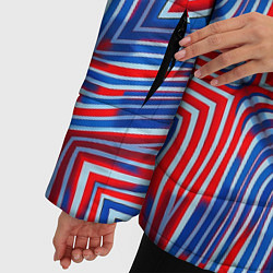 Куртка зимняя женская Красно-синие абстрактные полосы, цвет: 3D-красный — фото 2
