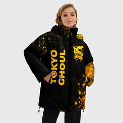 Куртка зимняя женская Tokyo Ghoul - gold gradient: надпись, символ, цвет: 3D-черный — фото 2