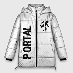 Куртка зимняя женская Portal glitch на светлом фоне: надпись, символ, цвет: 3D-черный