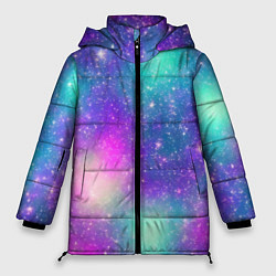 Куртка зимняя женская Яркий розово-голубой космос, цвет: 3D-светло-серый