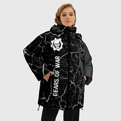 Куртка зимняя женская Gears of War glitch на темном фоне: по-вертикали, цвет: 3D-черный — фото 2