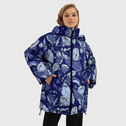 Куртка зимняя женская Цветочный принт рисунок, цвет: 3D-черный — фото 2