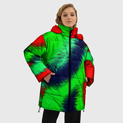 Куртка зимняя женская Красно-зеленый абстрактный узор, цвет: 3D-красный — фото 2