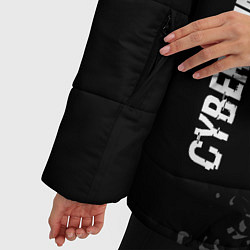 Куртка зимняя женская Cyberpunk 2077 glitch на темном фоне: надпись, сим, цвет: 3D-черный — фото 2