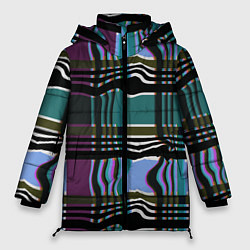 Куртка зимняя женская Клетка шотландка с искажением, цвет: 3D-светло-серый