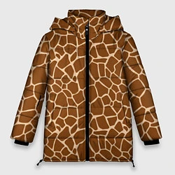 Куртка зимняя женская Пятнистая шкура жирафа, цвет: 3D-черный