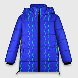 Куртка зимняя женская Кривые линии ярко-синий, цвет: 3D-светло-серый