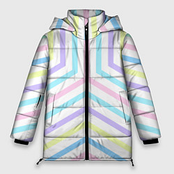 Куртка зимняя женская Нежный геометрический узор из полос, цвет: 3D-черный