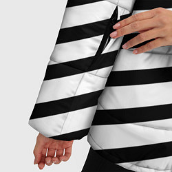 Куртка зимняя женская Черно-белые полосы в узоре, цвет: 3D-черный — фото 2