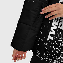 Куртка зимняя женская Twenty One Pilots и рок символ на темном фоне, цвет: 3D-черный — фото 2