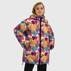 Куртка зимняя женская Красивые Сердечки, цвет: 3D-красный — фото 2