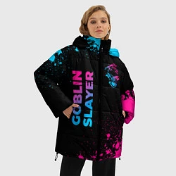 Куртка зимняя женская Goblin Slayer - neon gradient: надпись, символ, цвет: 3D-черный — фото 2