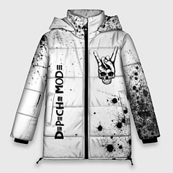Куртка зимняя женская Depeche Mode и рок символ на светлом фоне, цвет: 3D-черный