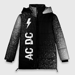 Куртка зимняя женская AC DC glitch на темном фоне: по-вертикали, цвет: 3D-черный