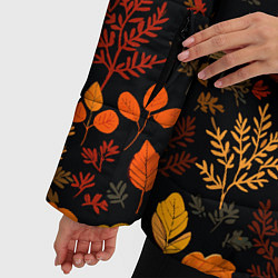 Куртка зимняя женская Осенние листья на черном фоне, цвет: 3D-светло-серый — фото 2