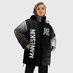 Куртка зимняя женская Maneskin glitch на темном фоне: надпись, символ, цвет: 3D-черный — фото 2