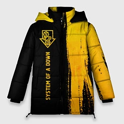 Куртка зимняя женская System of a Down - gold gradient: по-вертикали, цвет: 3D-черный